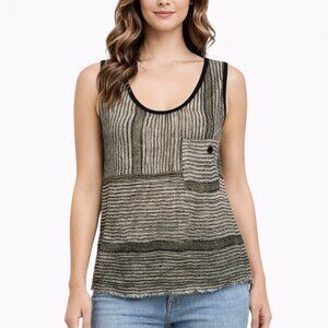 Ace & Jig Tank Top Striped Black Ivory Sleeveless Scoop Neck Women’s Size Small